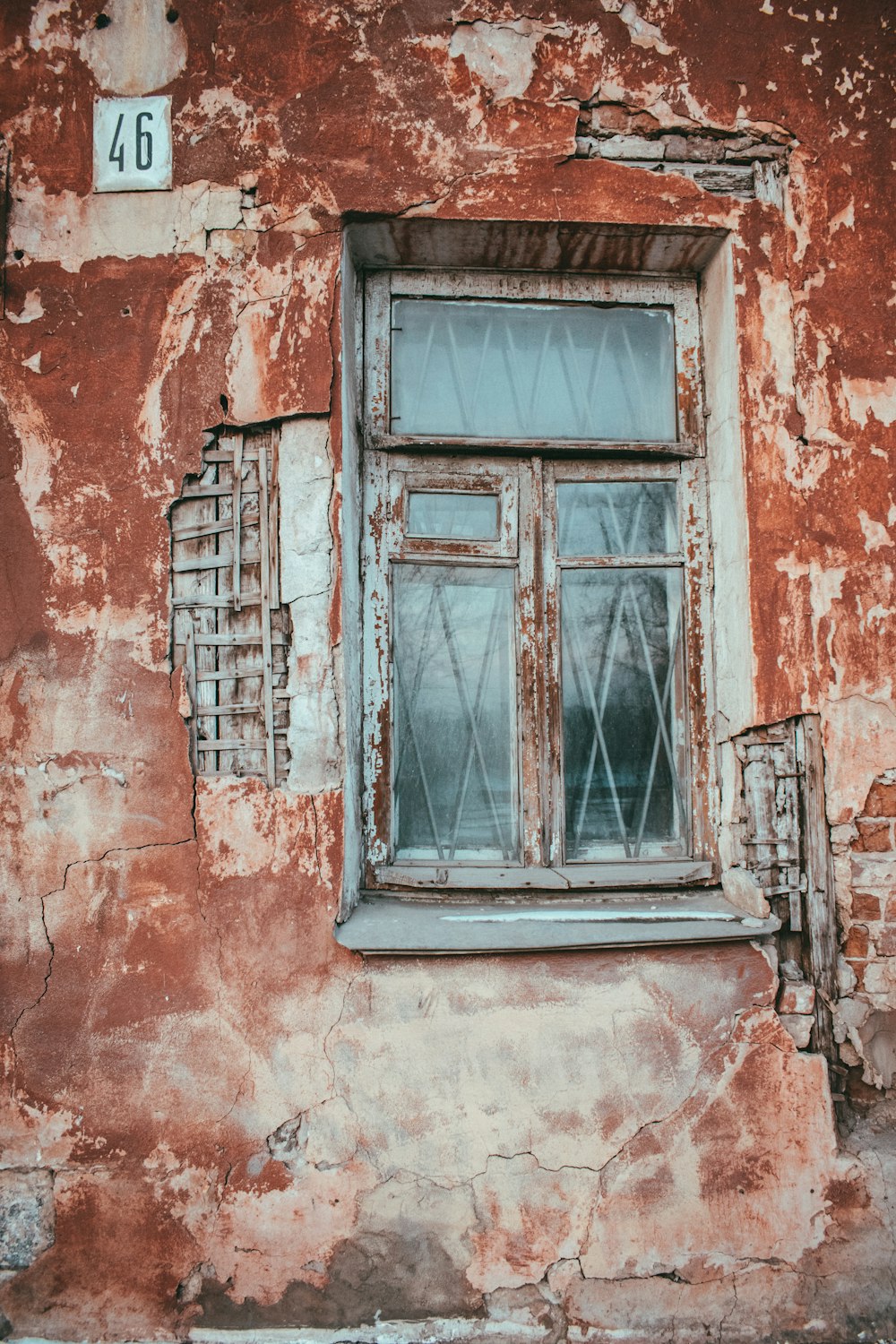 window with gray steel frame