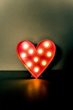 red and white led lighted heart decor