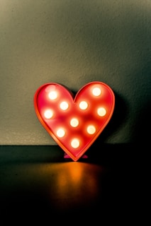 red and white led lighted heart decor