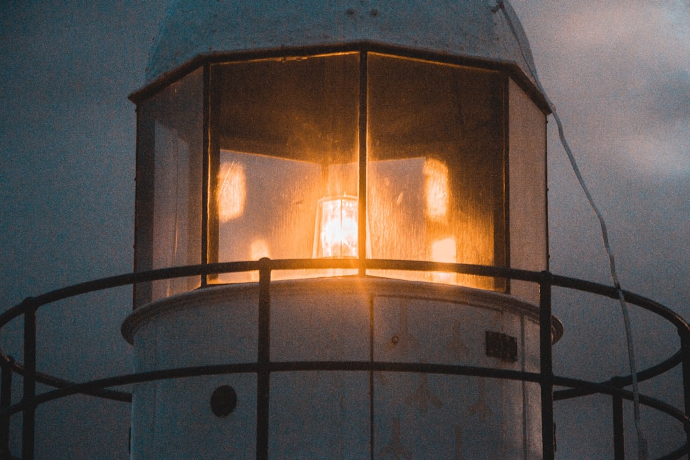 lighted orange lighthouse
