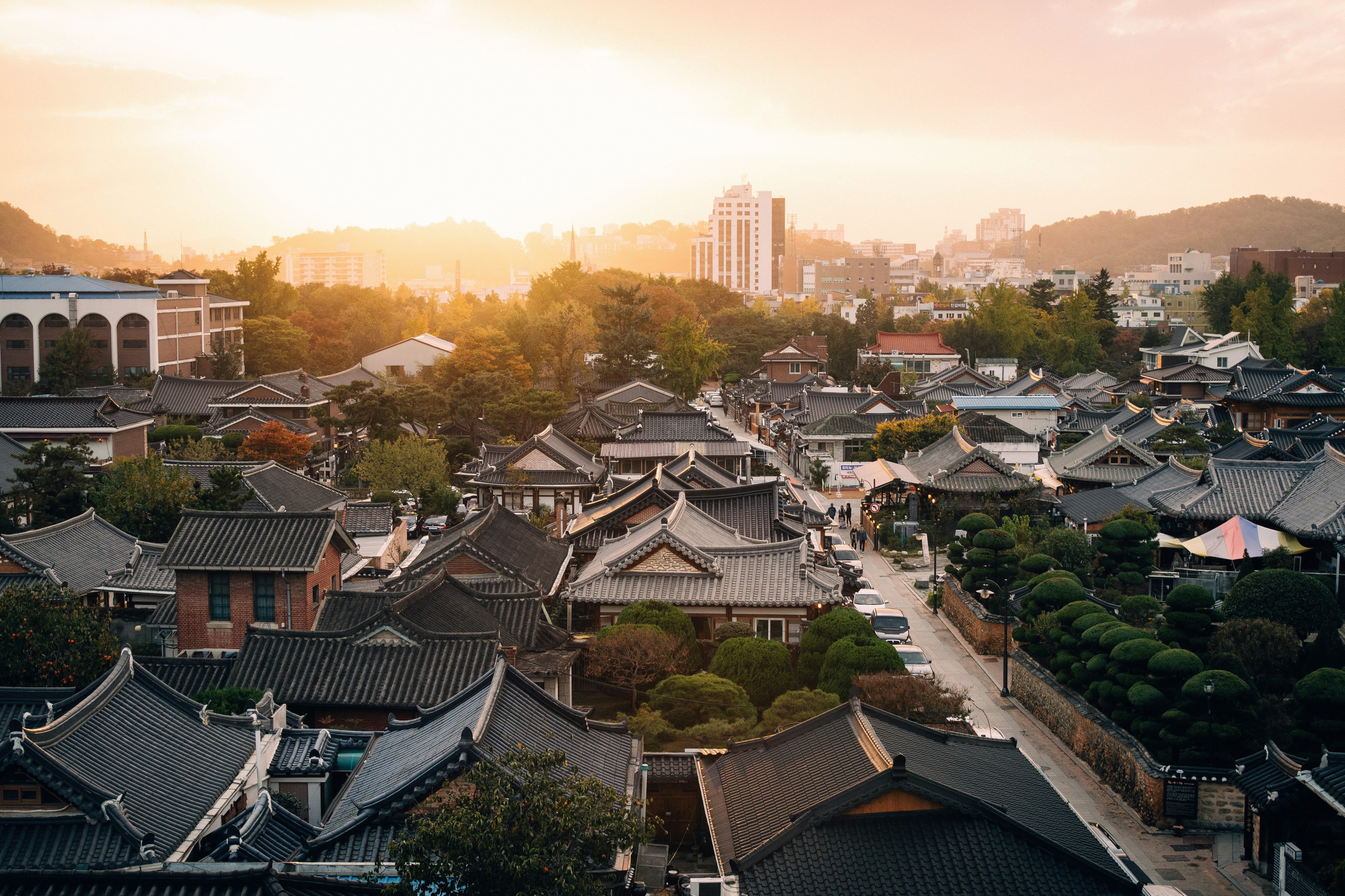 aerial view photography of houses during golden hour