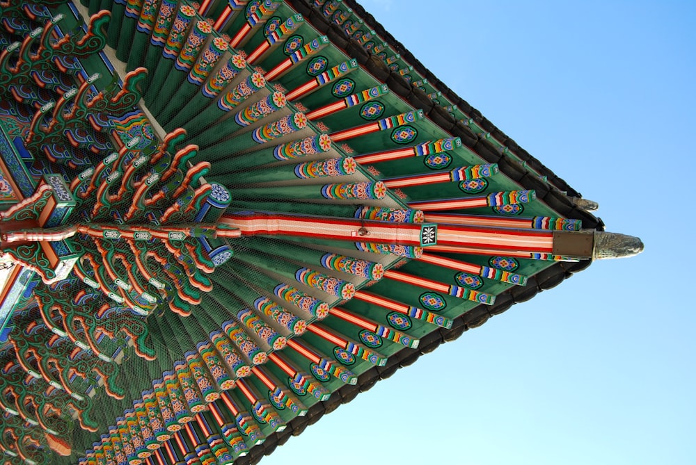 view of multicolored roof top