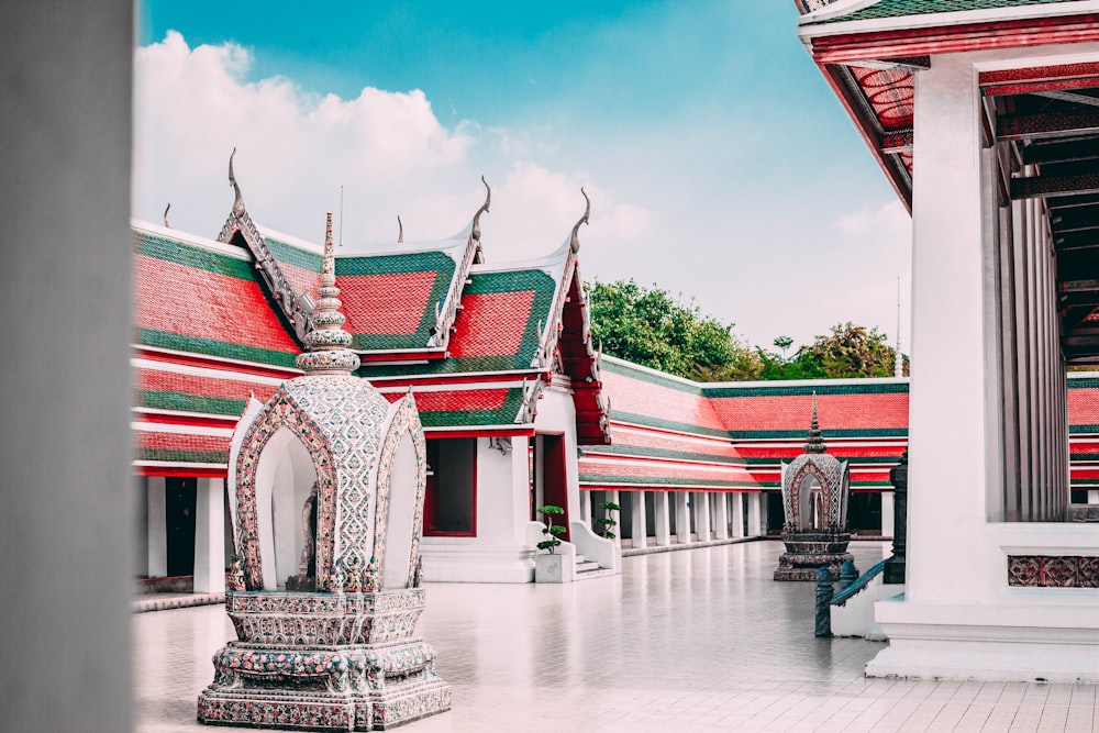 empty white and red temple
