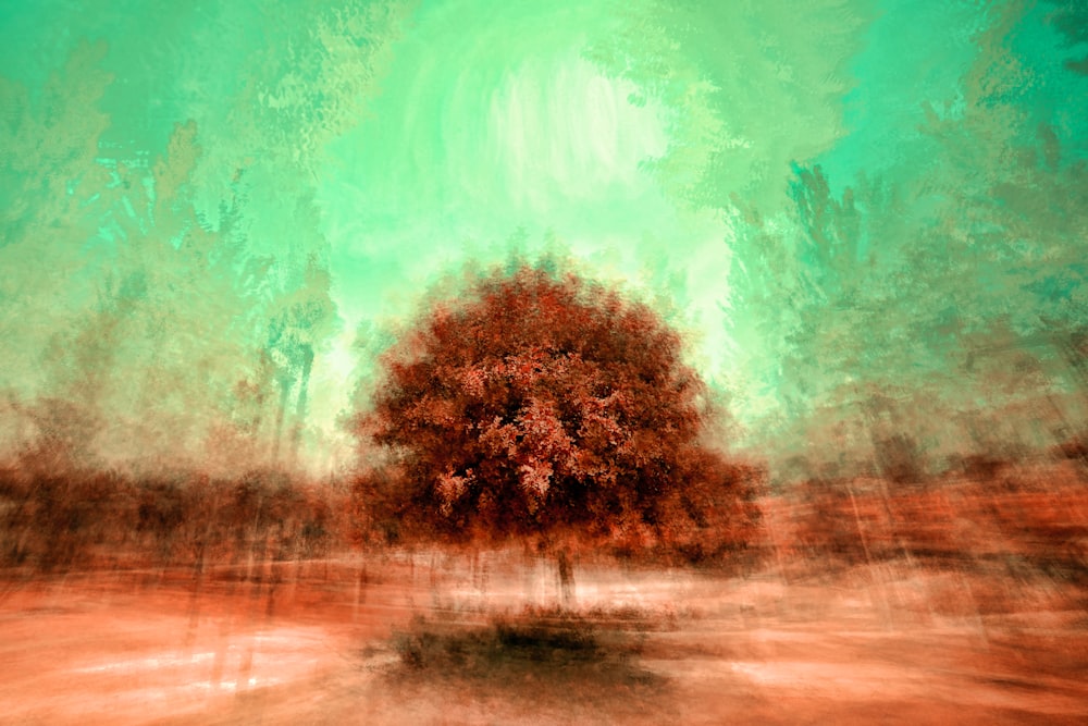 painting of brown tree