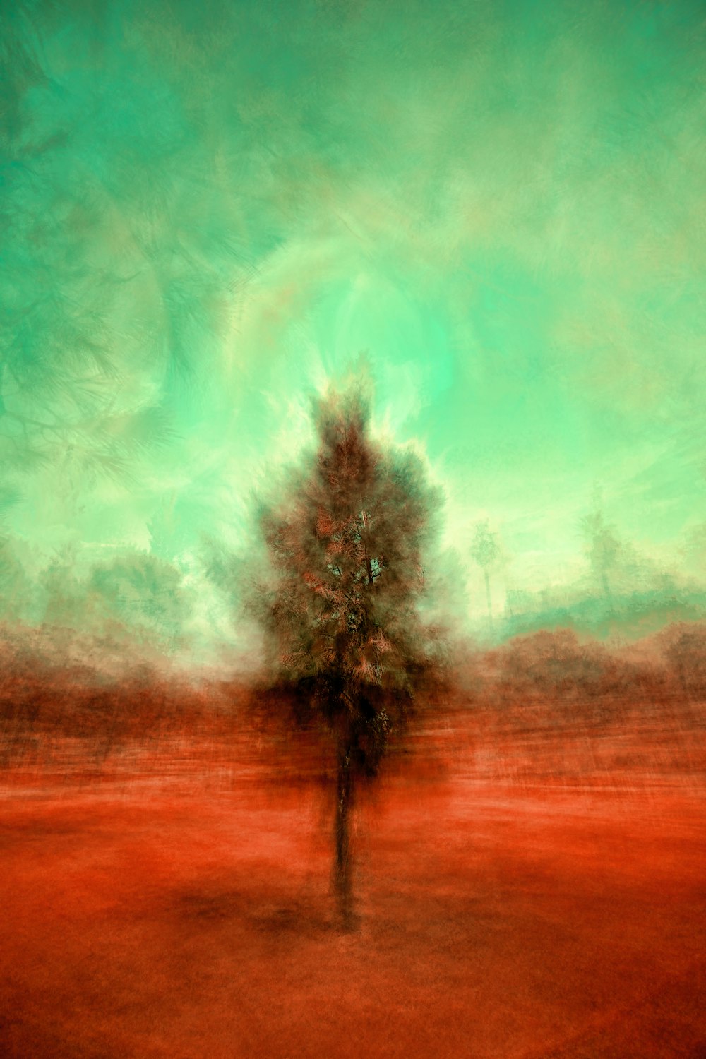 Gemälde eines braunen Baumes