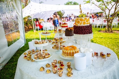 dessert station on table outdoor