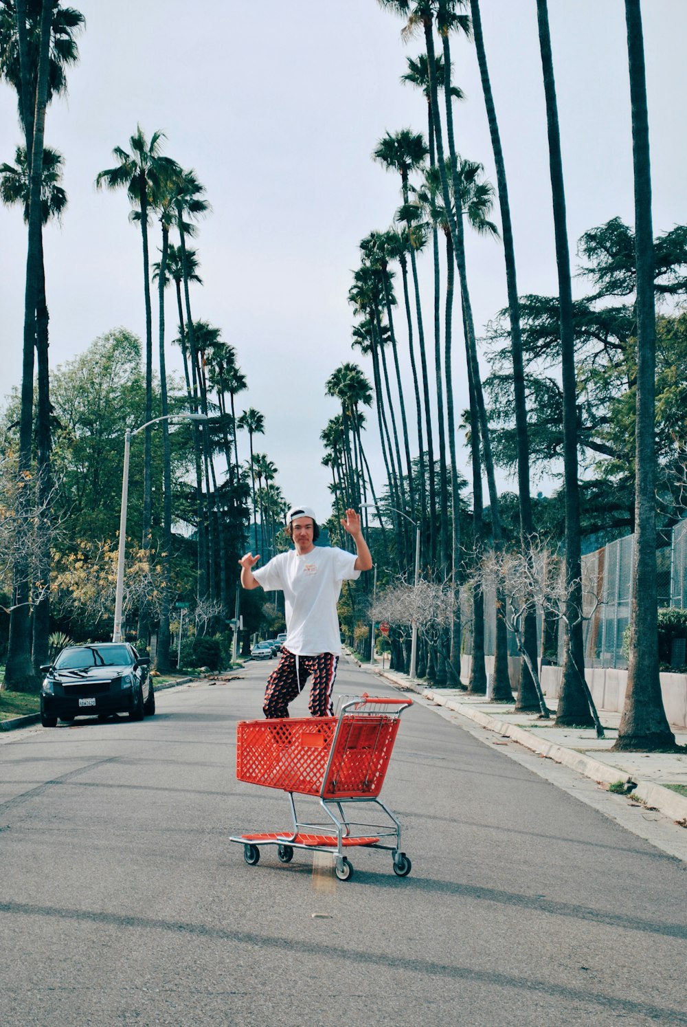 man on shopping cart