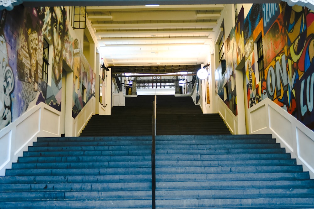 empty stairs with lights turned on