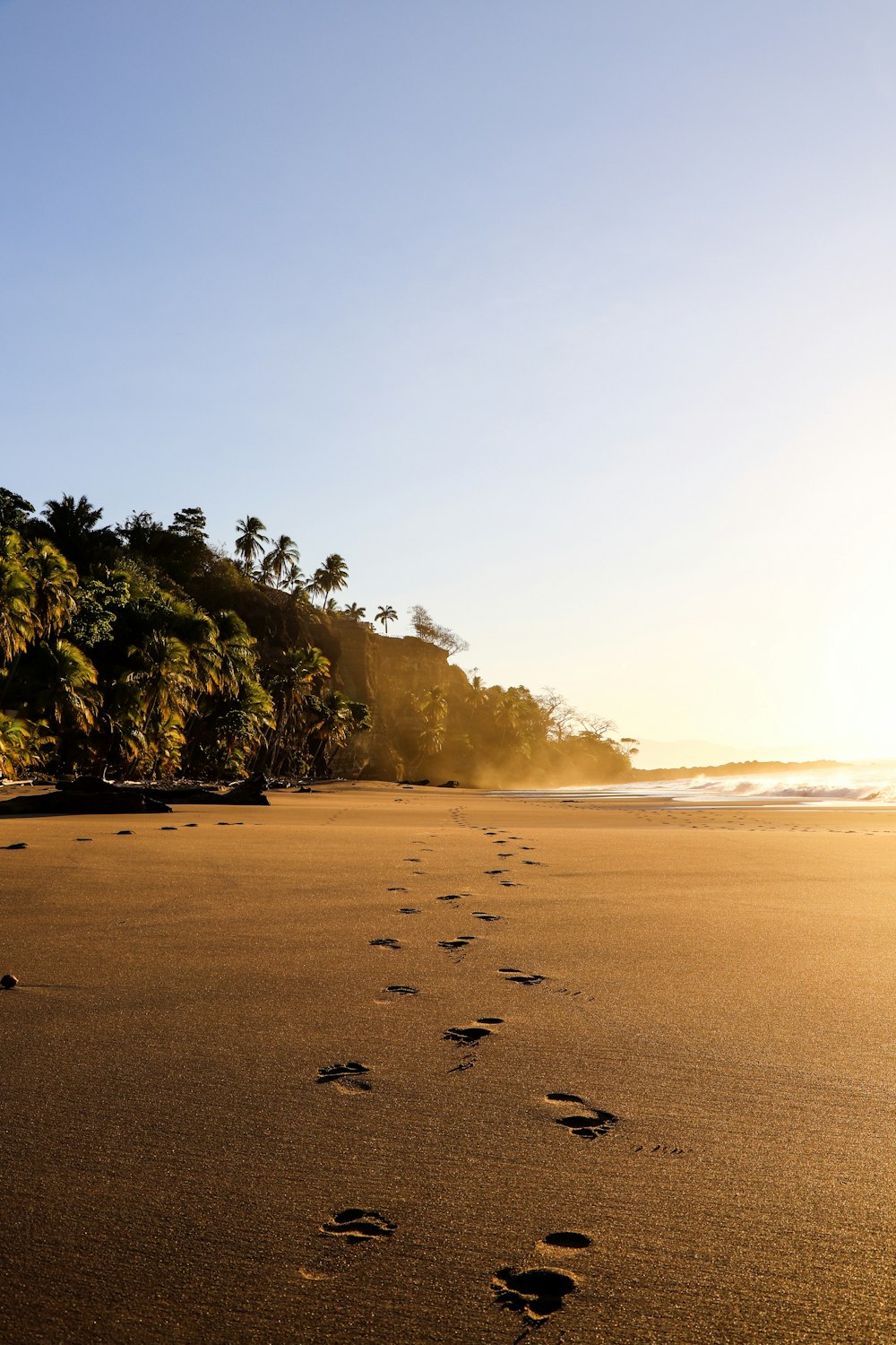 Pas de pied sur le sable pendant la journée