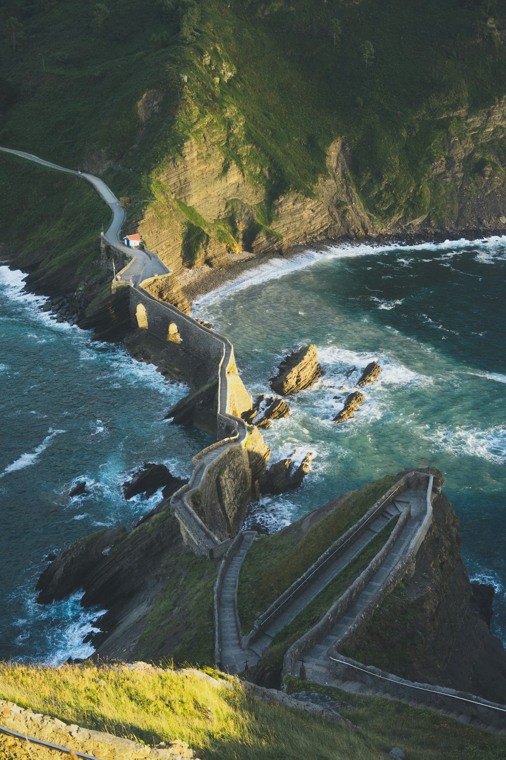 aerial view of bridge by the body of water