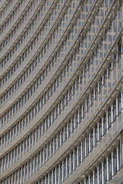 Close-up of architectural details on a modern building facade.