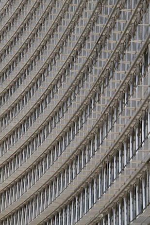 Close-up of precise architectural details on a modern modular building facade.