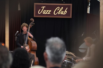 Jazz Club stage with man performing