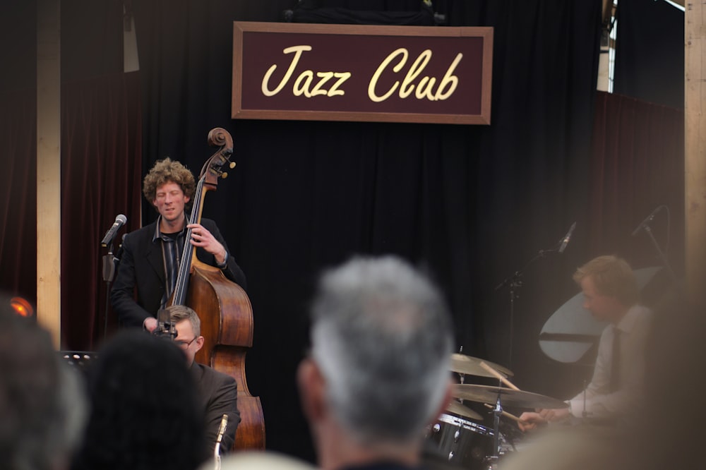 Jazz Club stage with man performing