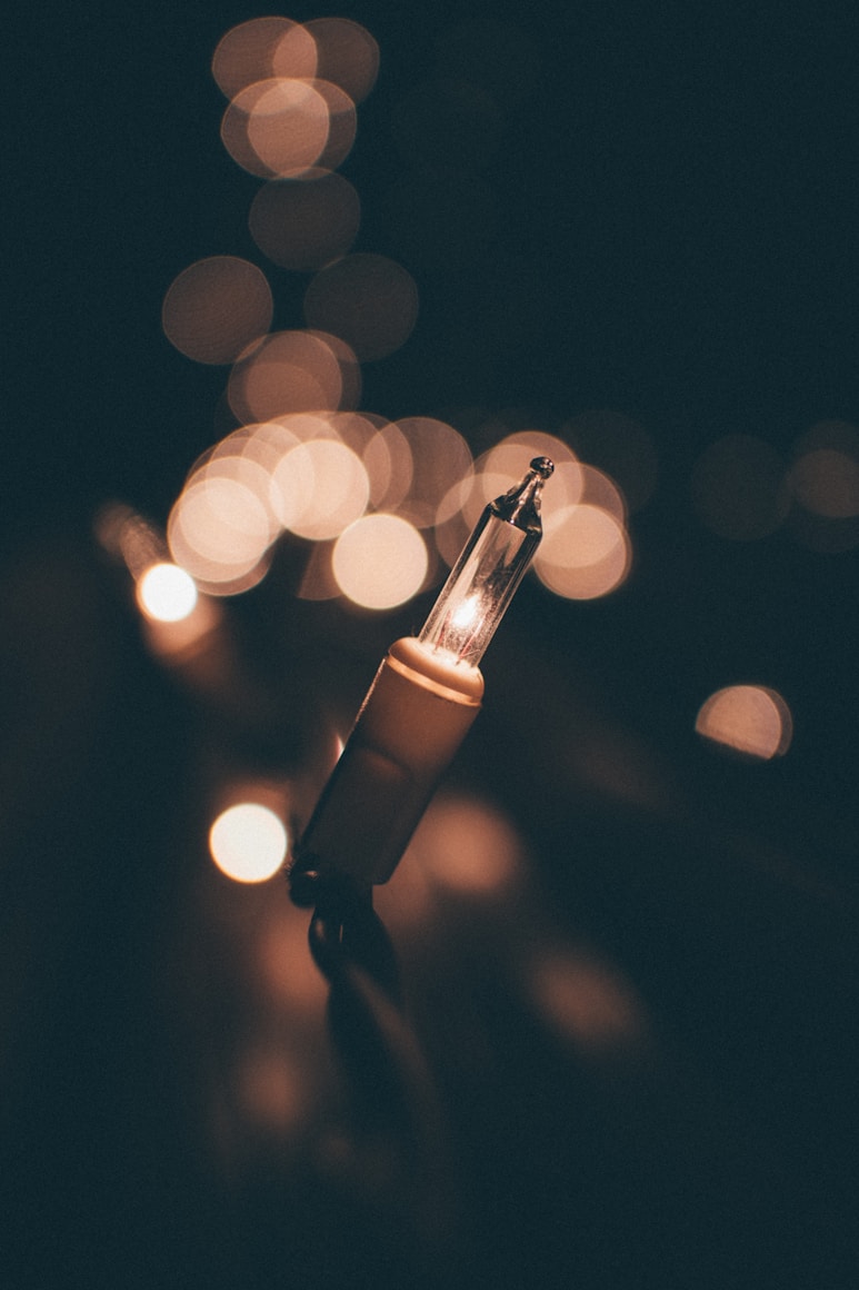 closeup photography of string light