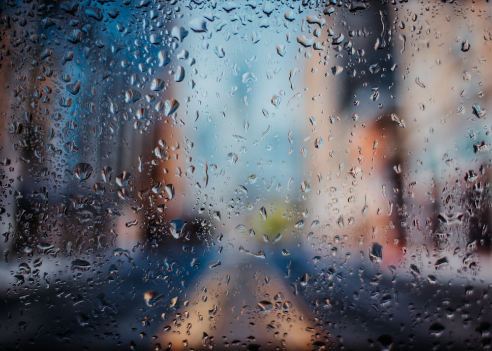 a window with rain drops on it