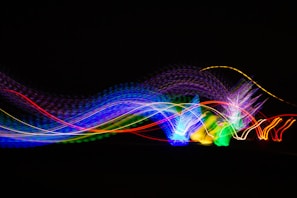 blue, red, and pink lights