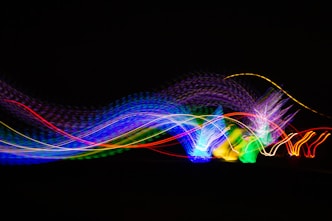 blue, red, and pink lights