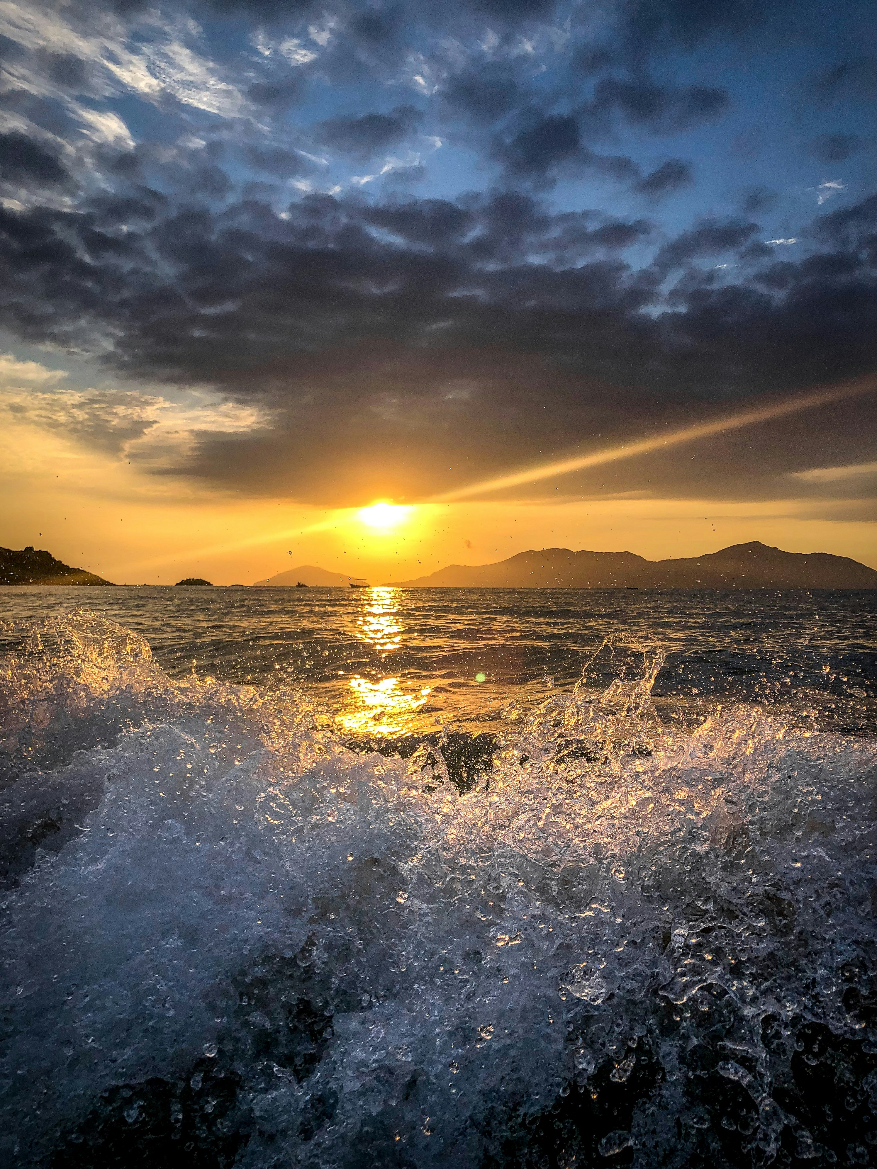sea waves during golden hour