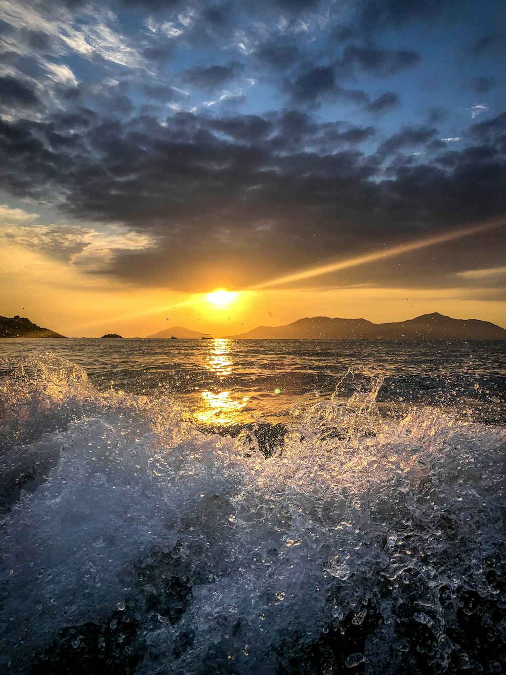 sea waves during golden hour