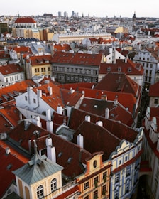 An aerial view of San Francisco rooftops highlighting diverse architectural styles.