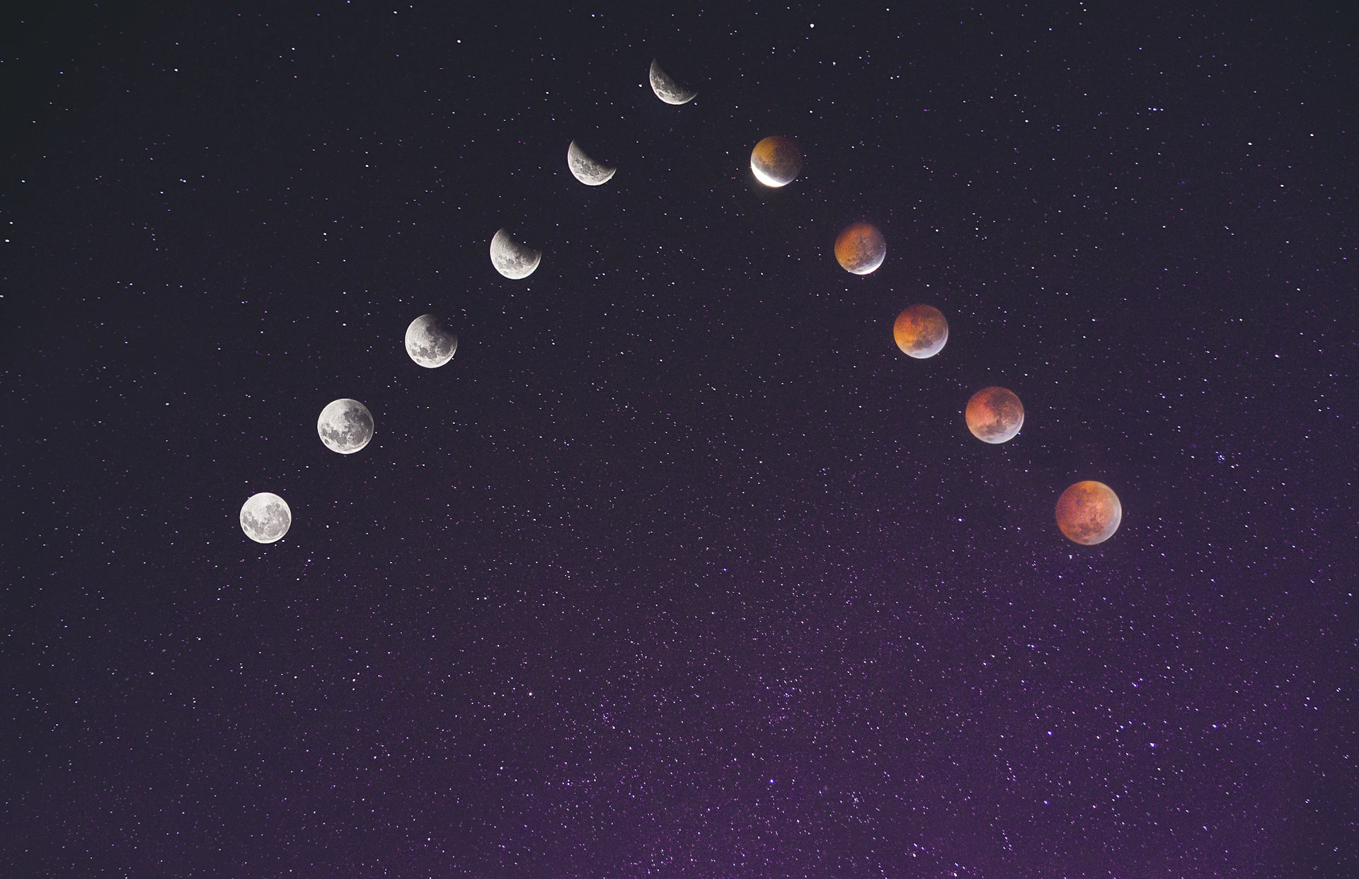 time lapse photography of assorted moon illustration