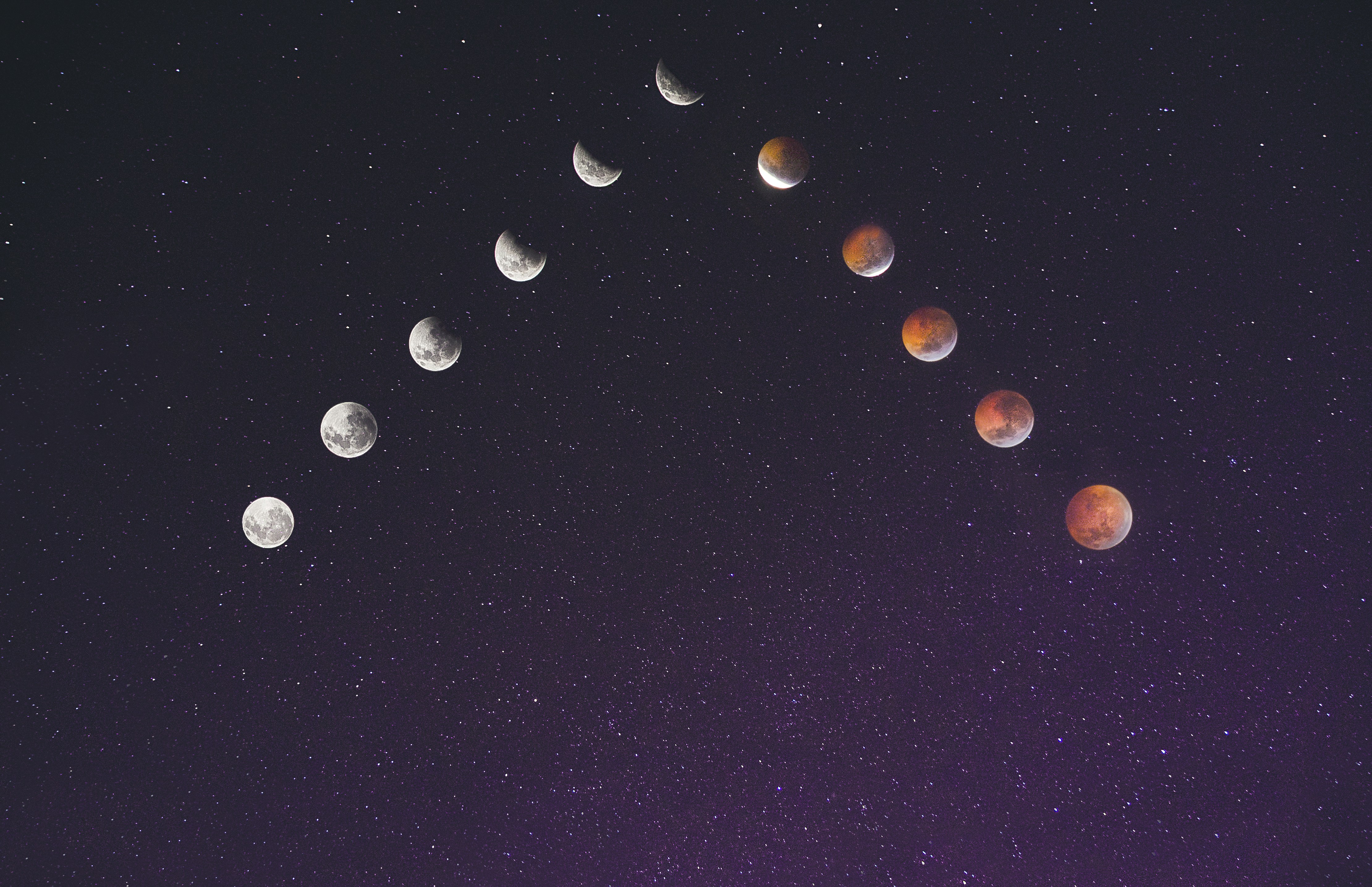 time lapse photography of assorted moon illustration