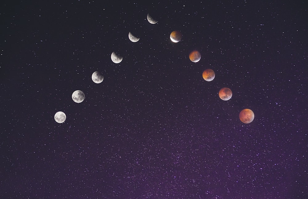 fotografia de lapso de tempo de ilustração de lua variada