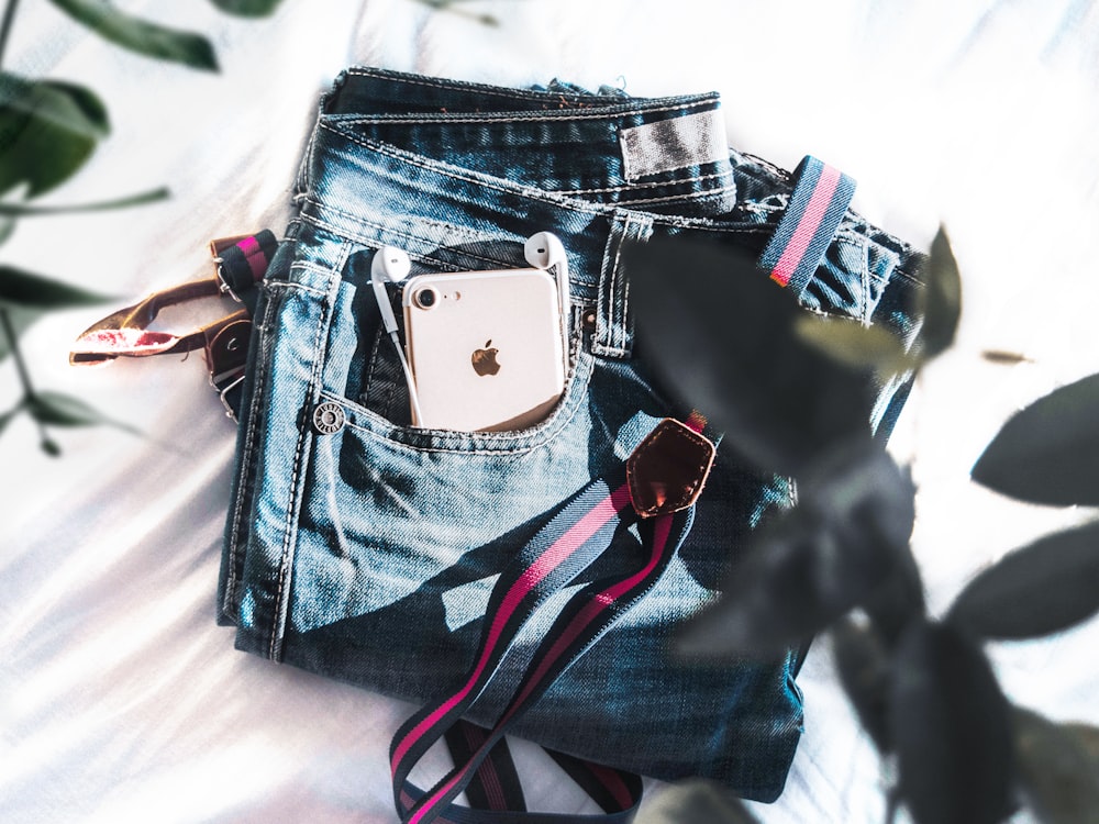 post-2014 iPhone inside blue denim bottom's pocket
