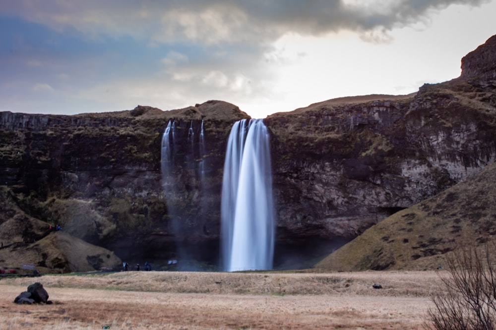 waterfalls by the cliff