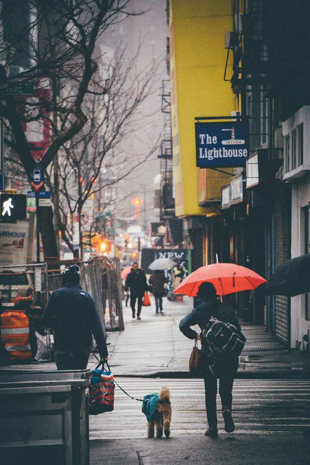 people walking on street beside high rise buildings