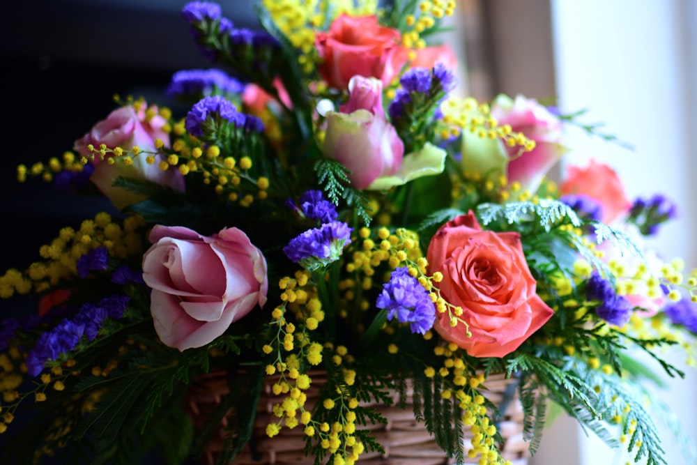 pink and orange rose flowers