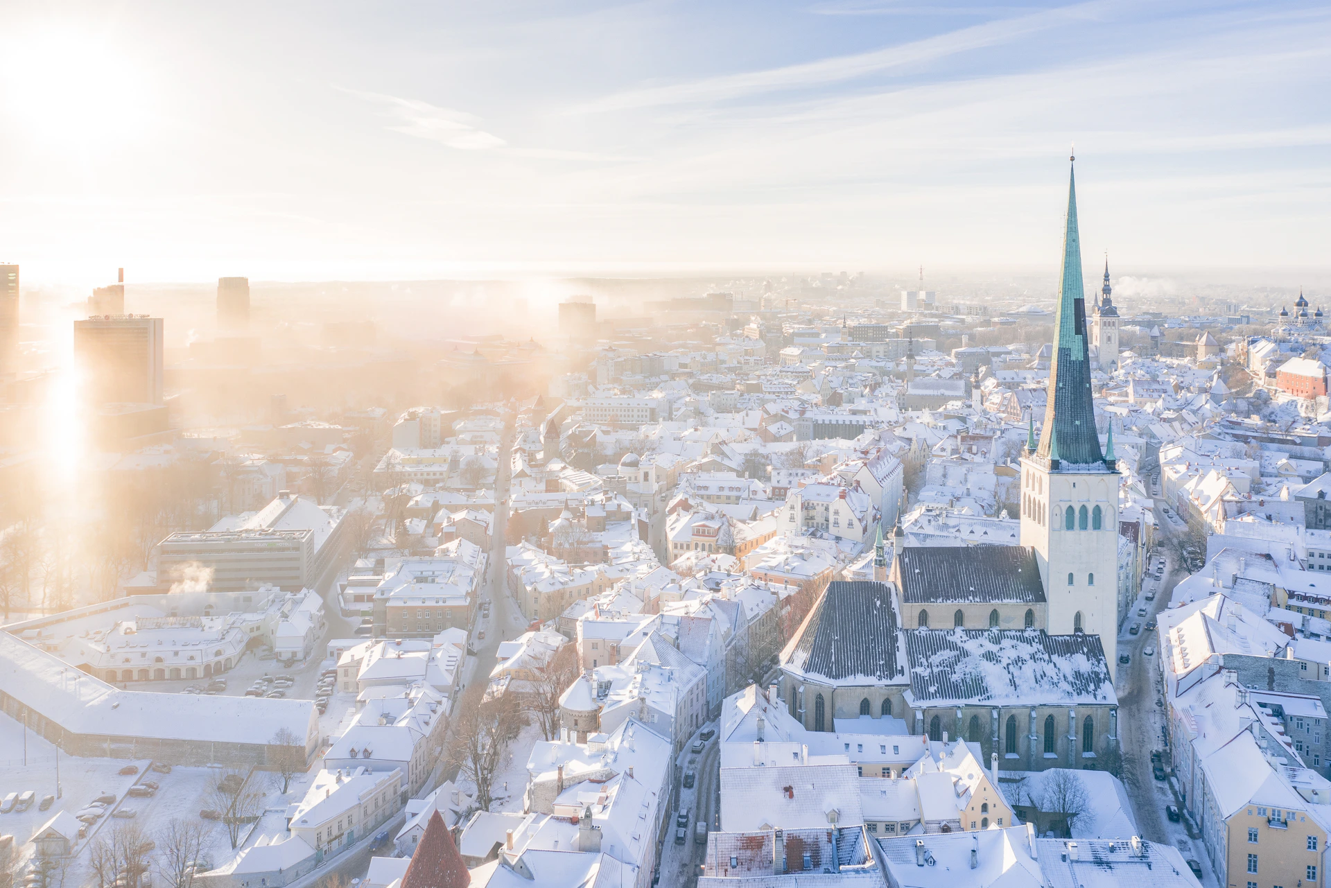 city covered with snow during daytime