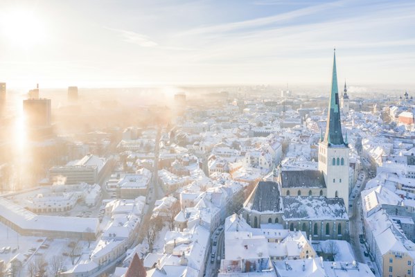 City covered with snow during daytime — Tallinn, Estonia