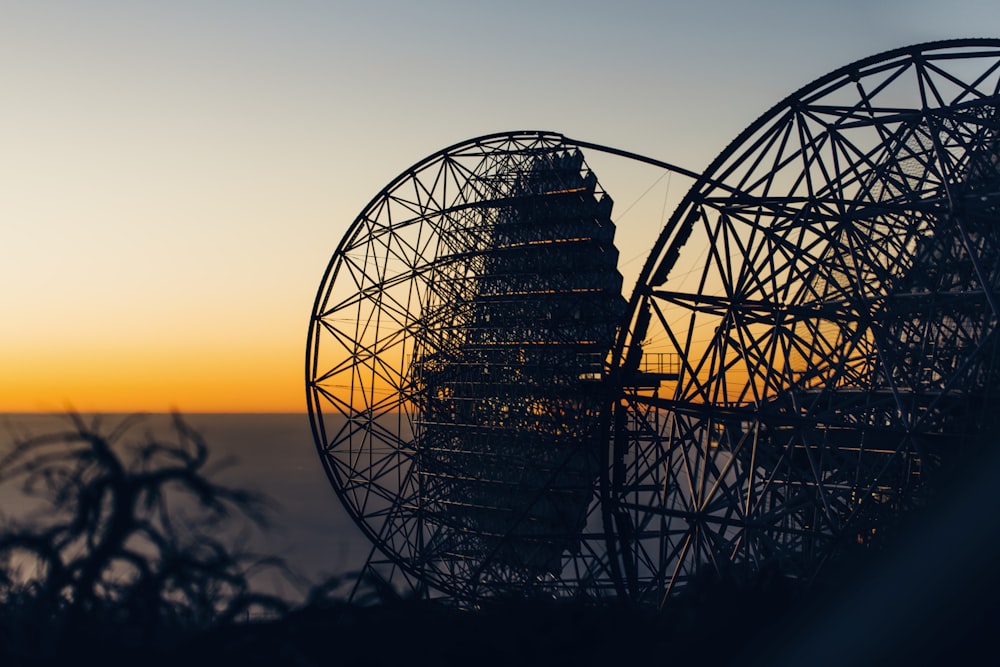 silhouette of metal frames during golden hour