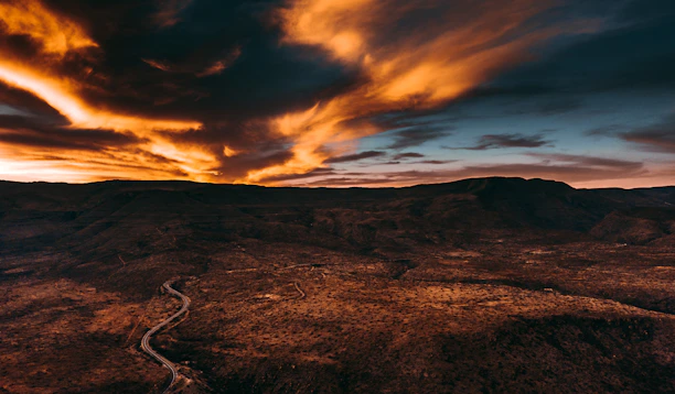 road traversing land mass near Cape Town Anysberg Karoo