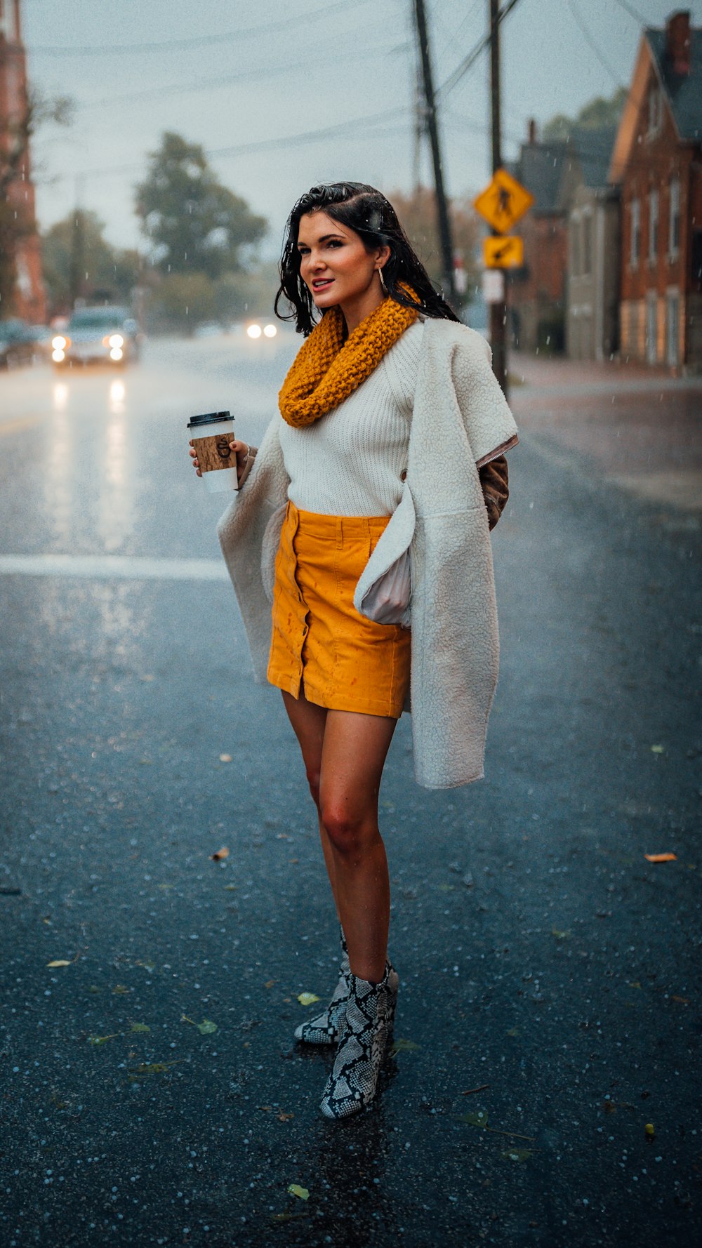 woman standing on road