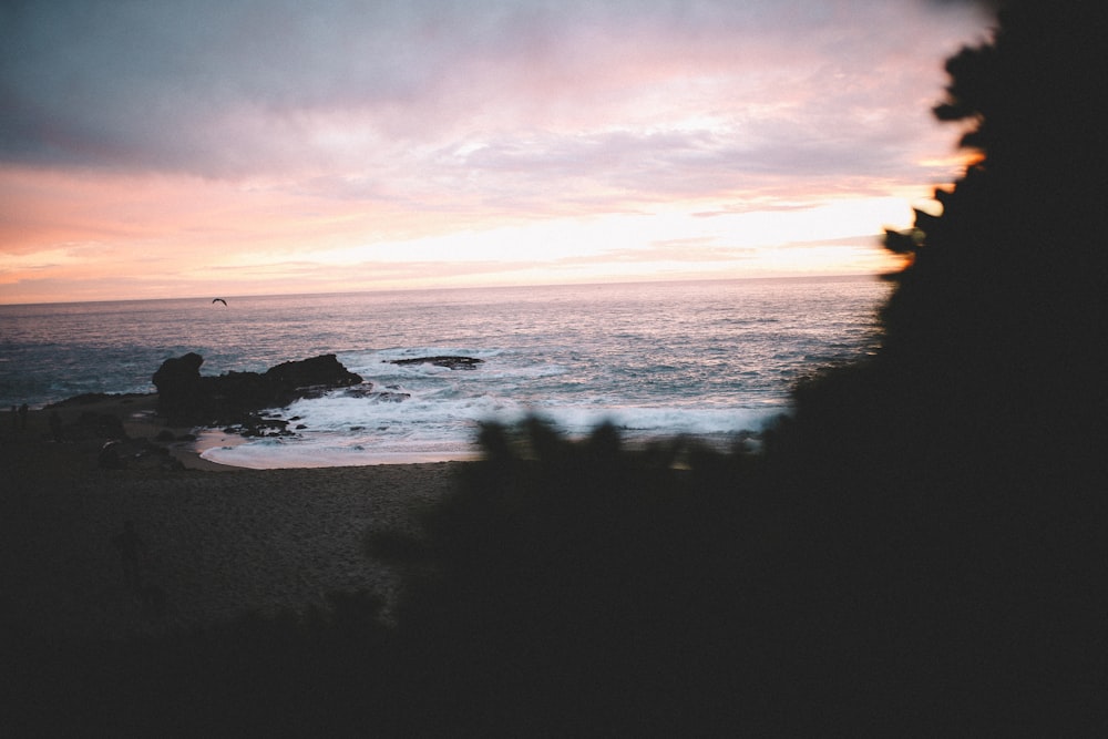 beach under nimbus clouds