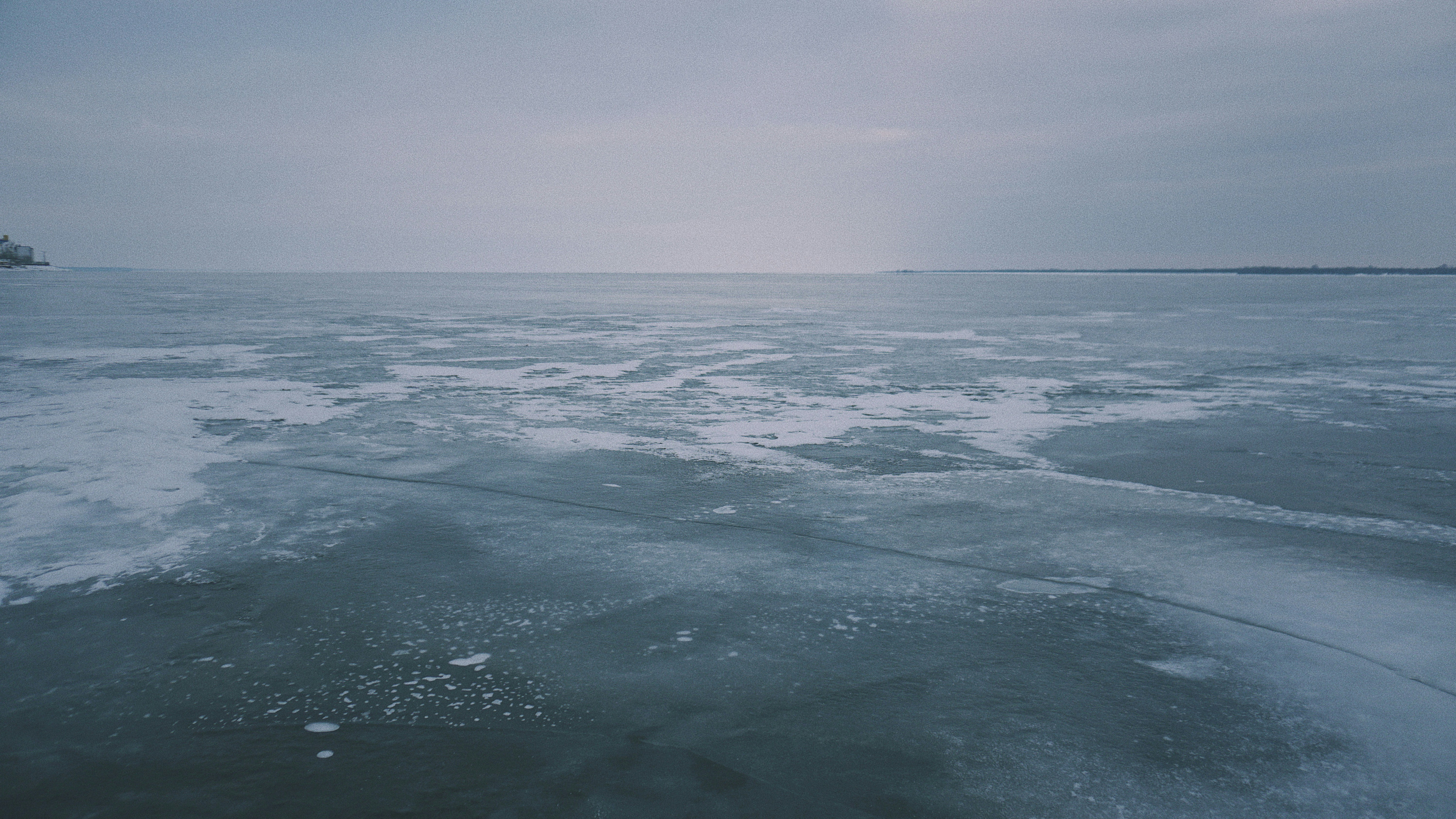 black and white icy water