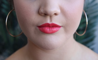 woman wearing red lipstick