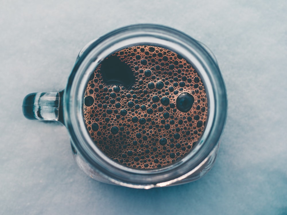 coffee in clear glass mug