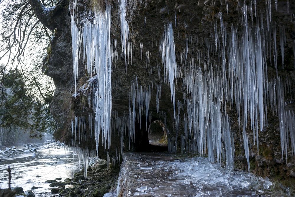tunnel with frozen water drops