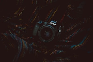 black Canon DSLR camera