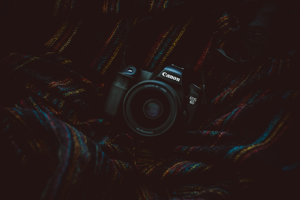 black Canon DSLR camera