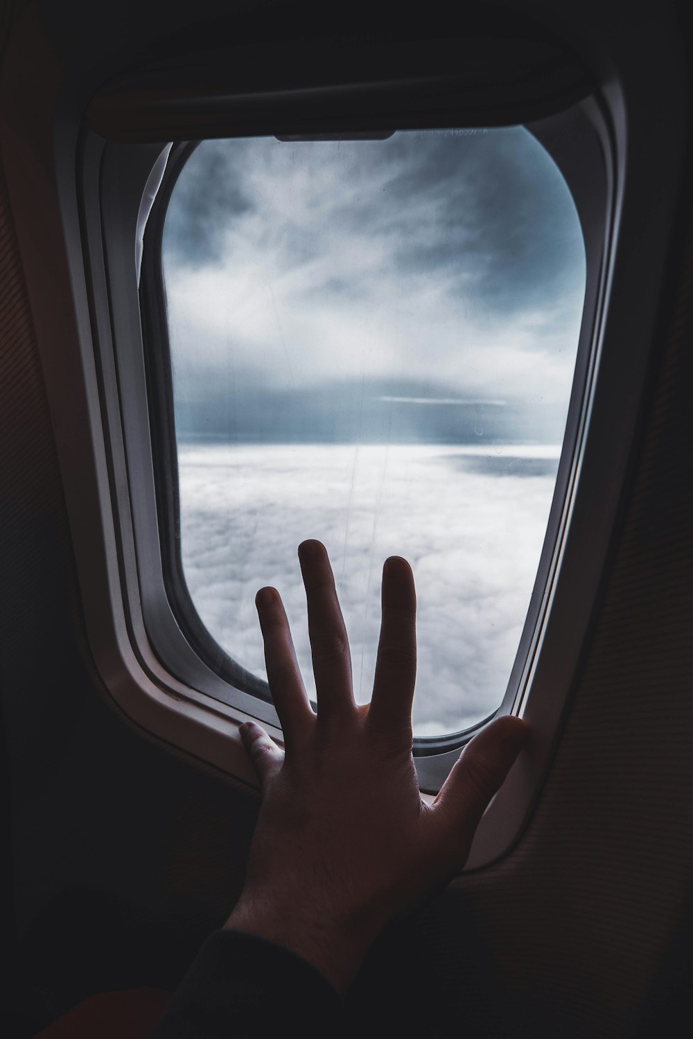 person holding airplane window