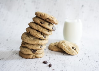 stack of cookies and glass of milk