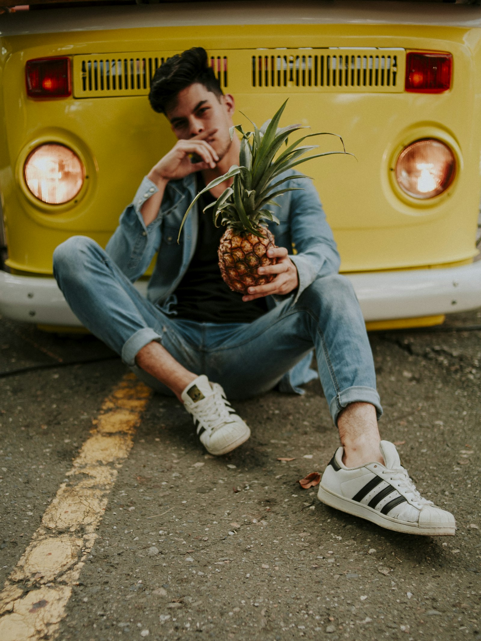 Nikon D700 sample photo. Man holding pineapple while photography