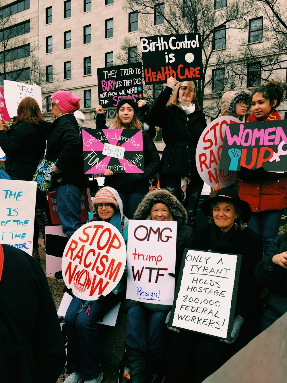 people protesting in street