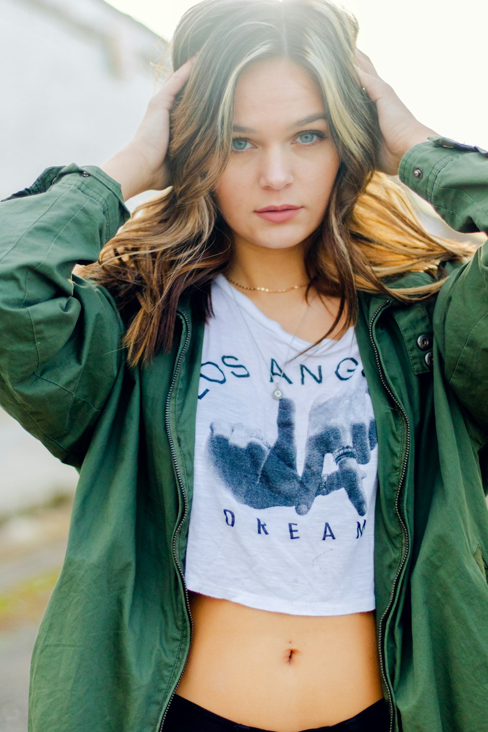 woman wearing white crop top