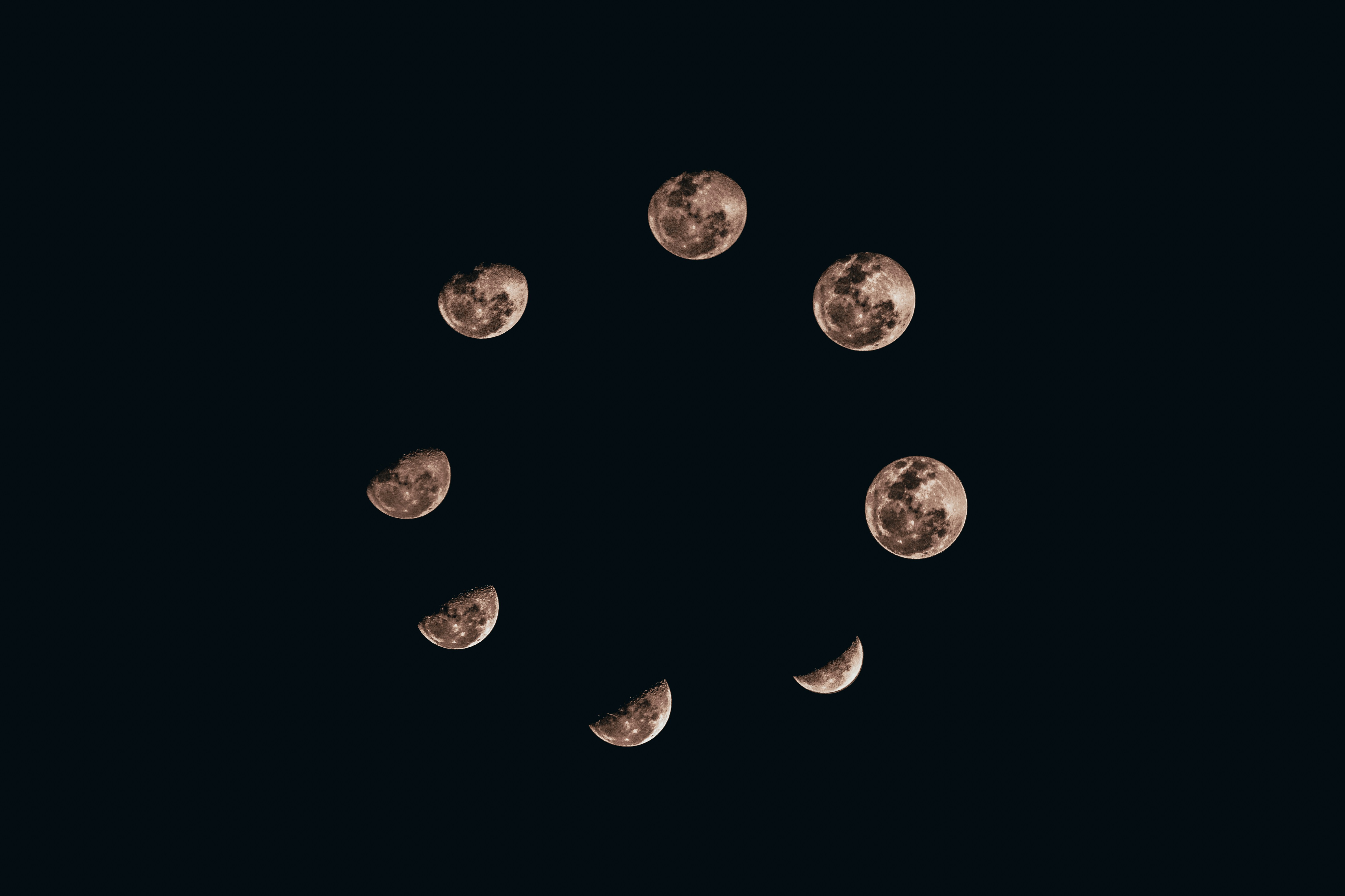 phases of the moon, representing a full cycle